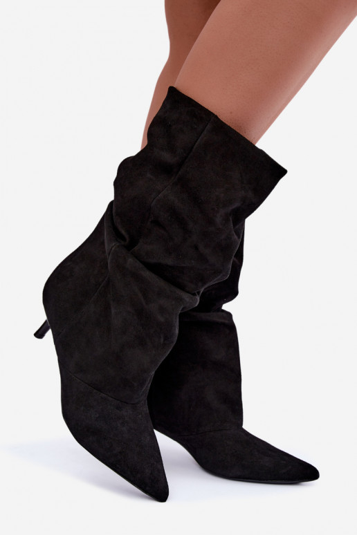 Botines Slouchy sin cierre con tacones en negro Falisette