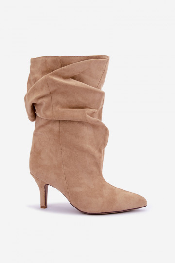 Botines Slouchy sin cierre con tacones en color arena Falisette 2
