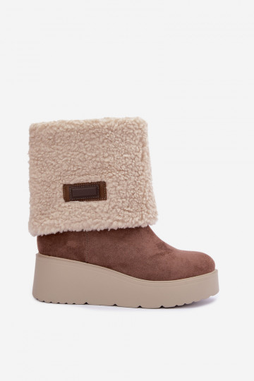 Botas de nieve con plataforma y caña cosida en color arena Osvella 2