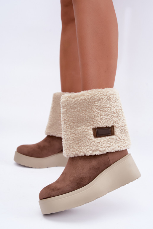 Botas de nieve con plataforma y caña cosida en color arena Osvella