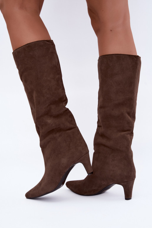 Botines chaki de ante sintético con tacones Pamelisse