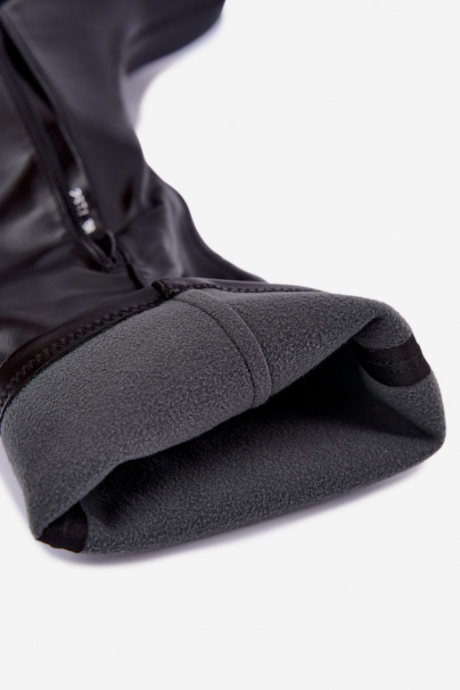 Botas altas para mujer con plataforma y tacones de cuero sintético negro Nesalie