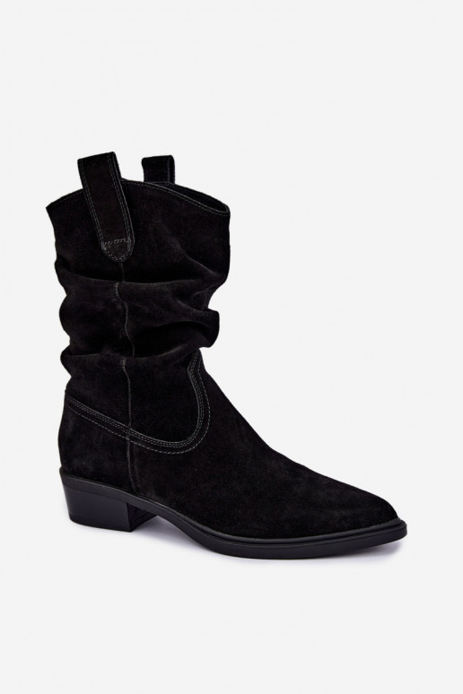 Botines de estilo cowboy negros de ante sintético aislados Sergio Leone BT-16