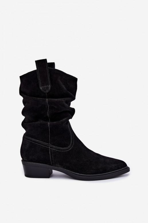 Botines de estilo cowboy negros de ante sintético aislados Sergio Leone BT-16