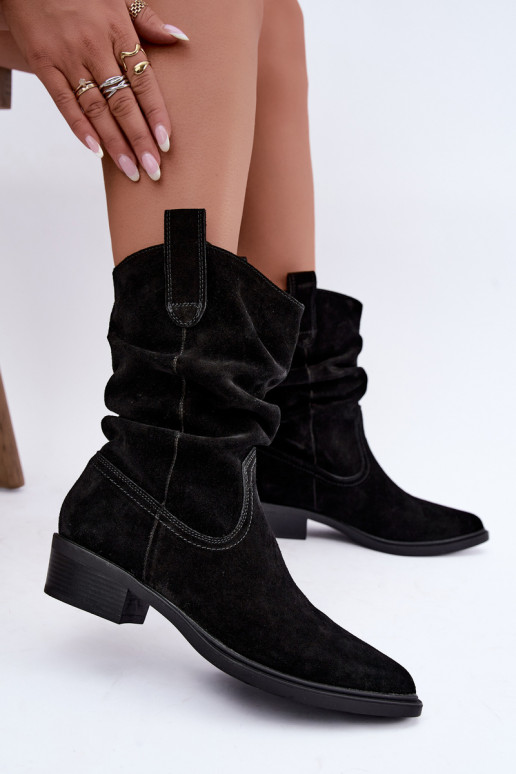 Botines de estilo cowboy negros de ante sintético aislados Sergio Leone BT-16