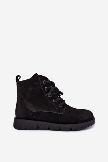 Botines negros de cuero aislados con cordones Vinceza 67040 2