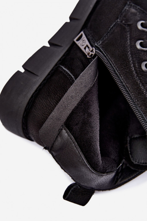 Botines negros de cuero aislados con cordones Vinceza 67040