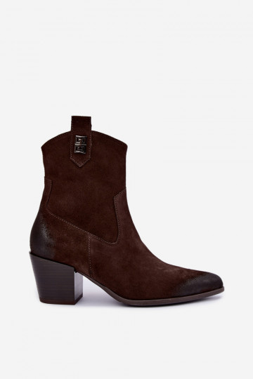 Botines aislados para mujer de estilo cowboy con tacones de ante natural Zazoo 60603 2
