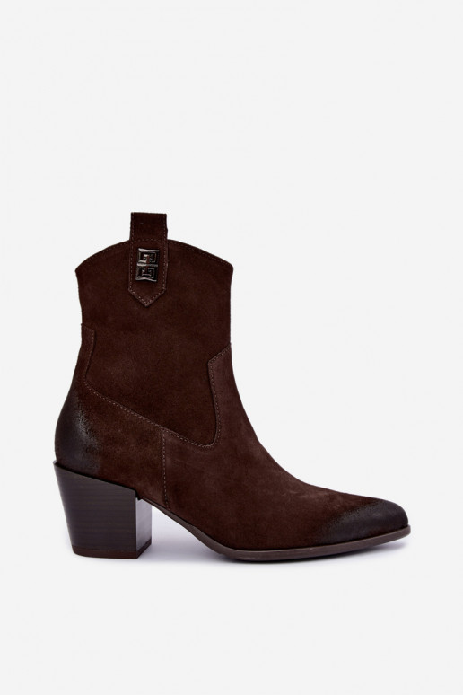 Botines aislados para mujer de estilo cowboy con tacones de ante natural Zazoo 60603