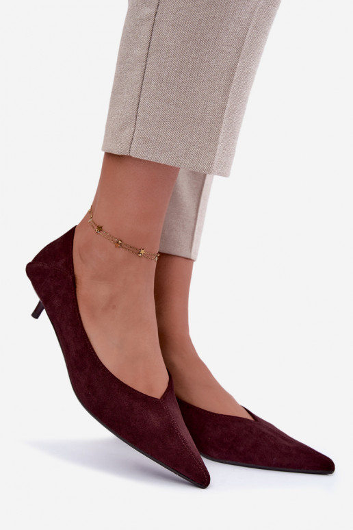 zapatos de tacón bajo en color burdeos Joresta