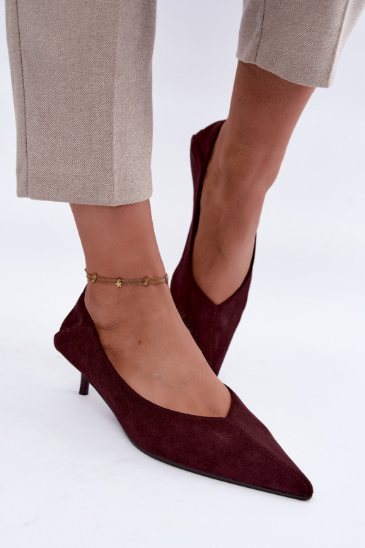zapatos de tacón bajo en color burdeos Joresta