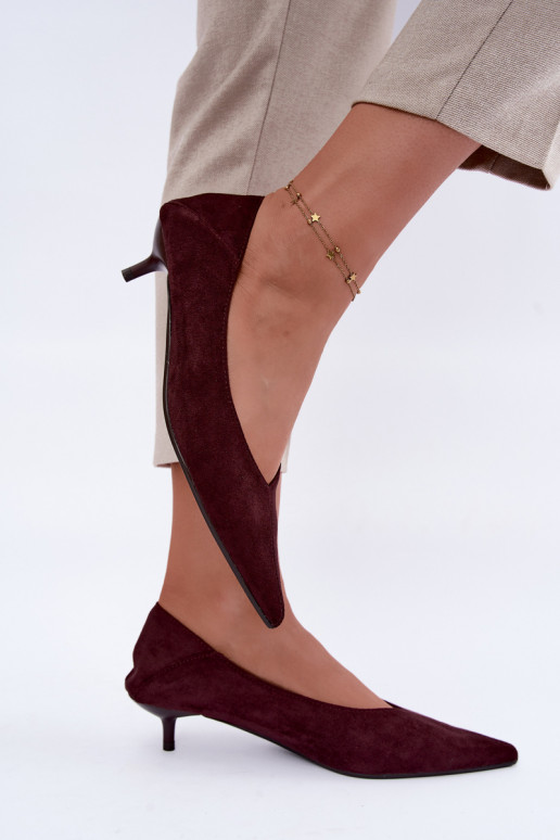 zapatos de tacón bajo en color burdeos Joresta
