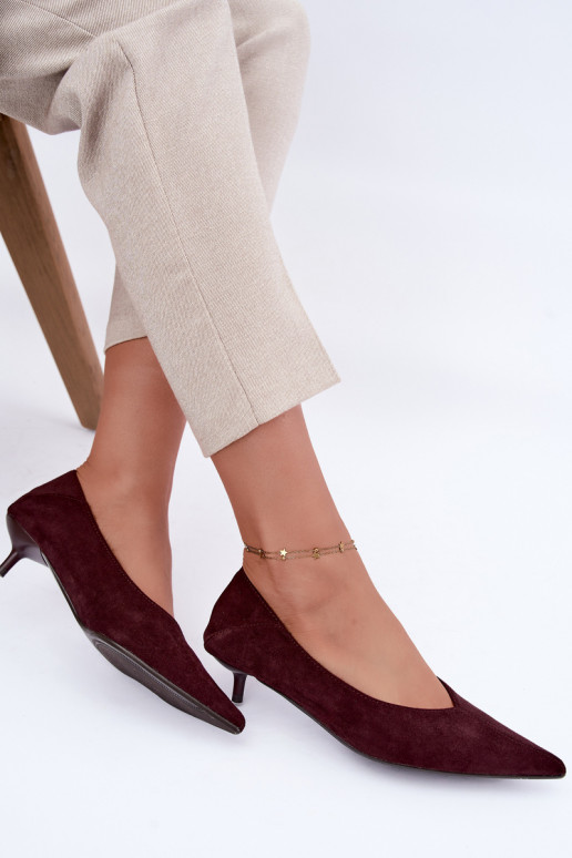 zapatos de tacón bajo en color burdeos Joresta
