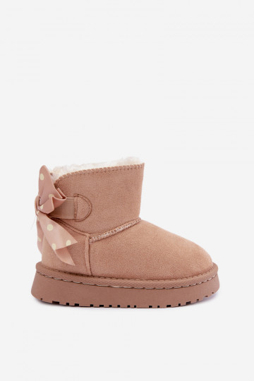 botas de nieve para niños con lazos en color arena Įjungtavelle 2