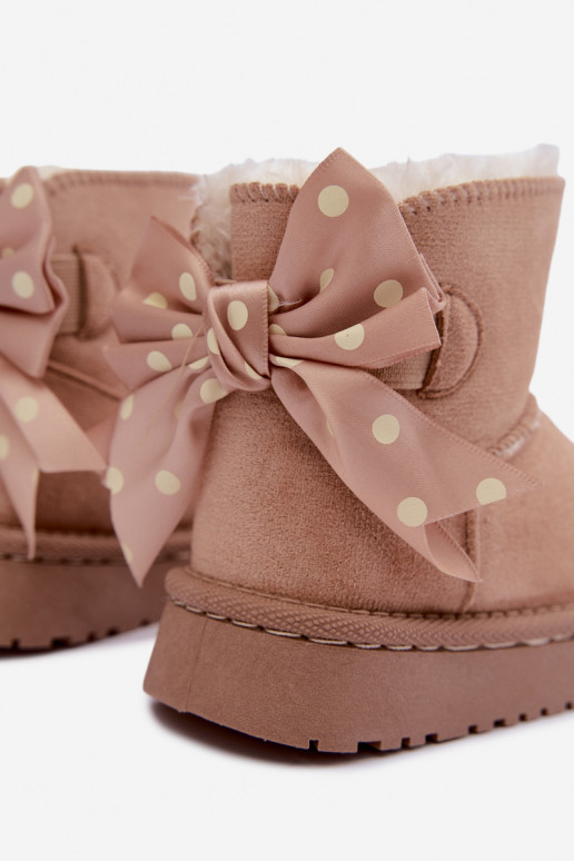 botas de nieve para niños con lazos en color arena Įjungtavelle