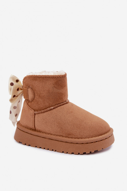 botas de nieve para niños con lazos en color marrón Įjungtavelle