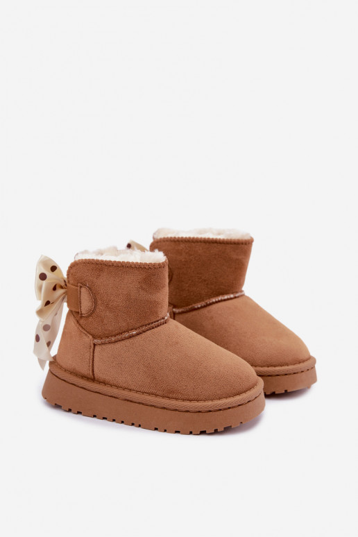 botas de nieve para niños con lazos en color marrón Įjungtavelle