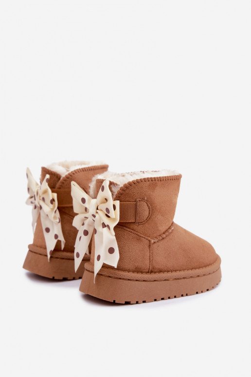 botas de nieve para niños con lazos en color marrón Įjungtavelle