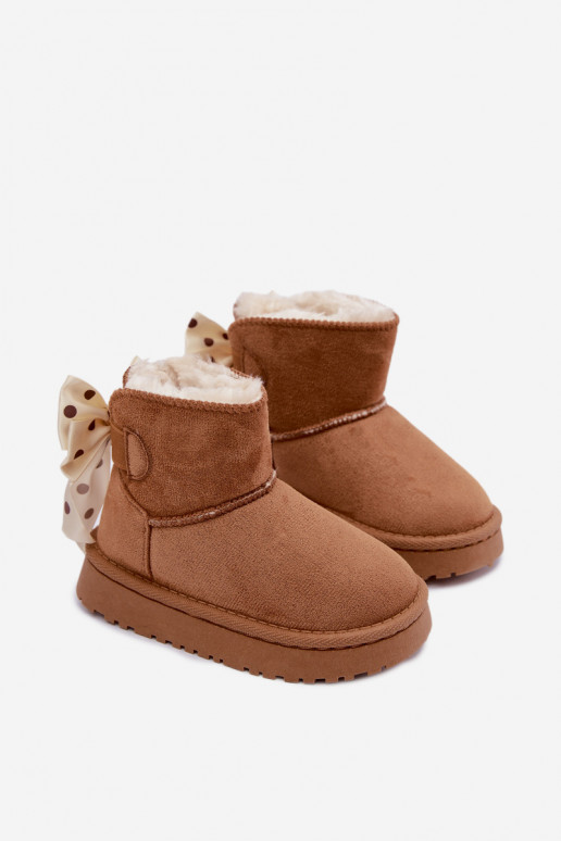 botas de nieve para niños con lazos en color marrón Įjungtavelle
