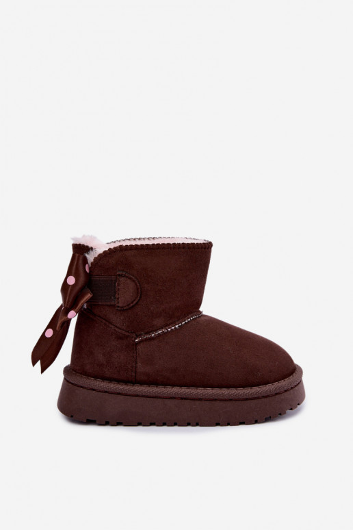 botas de nieve para niños con lazos en color chocolate Įjungtavelle