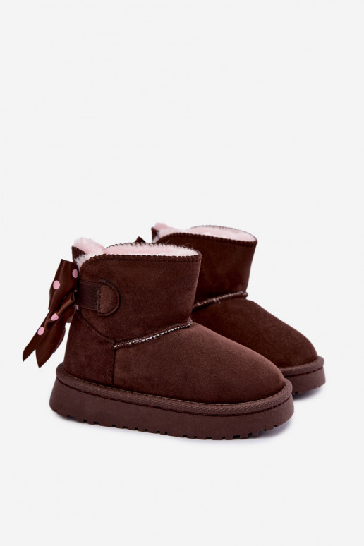botas de nieve para niños con lazos en color chocolate Įjungtavelle