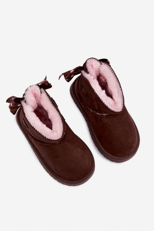 botas de nieve para niños con lazos en color chocolate Įjungtavelle