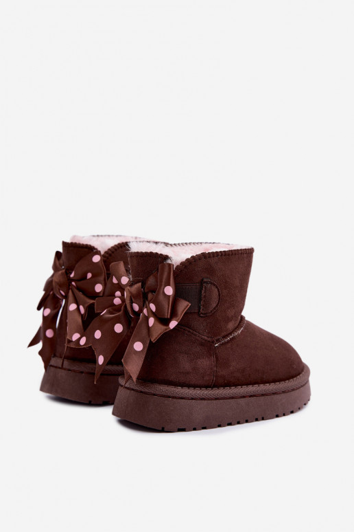 botas de nieve para niños con lazos en color chocolate Įjungtavelle
