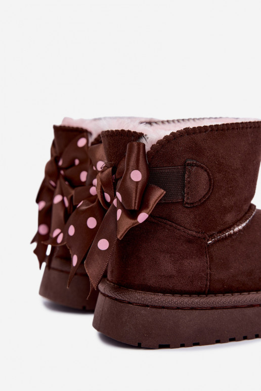botas de nieve para niños con lazos en color chocolate Įjungtavelle