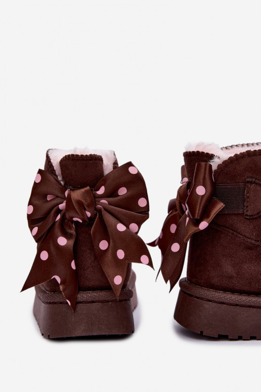 botas de nieve para niños con lazos en color chocolate Įjungtavelle