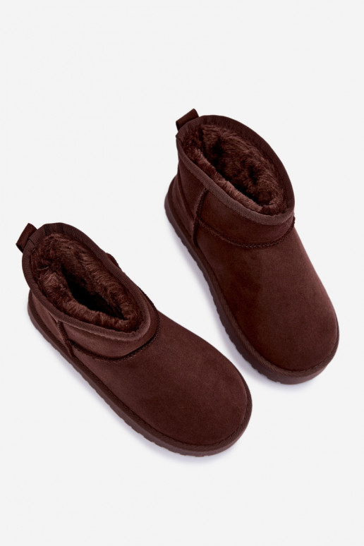 Botas de nieve aisladas para niños con forro de piel dentro Czekolado Mireya