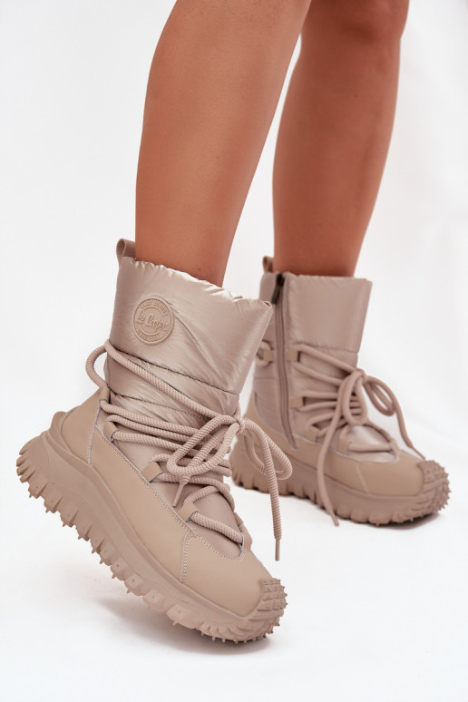 Botas de nieve beige y doradas con plataforma Lee Cooper LCJ-25-12-3663