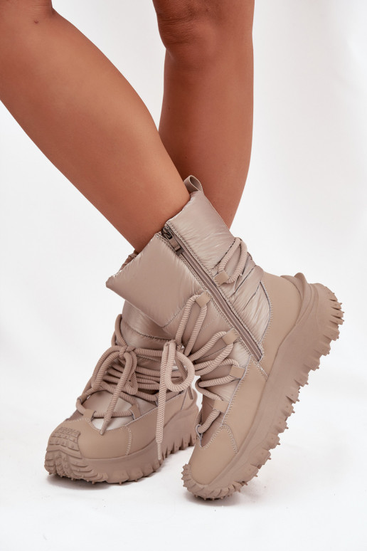 Botas de nieve beige y doradas con plataforma Lee Cooper LCJ-25-12-3663