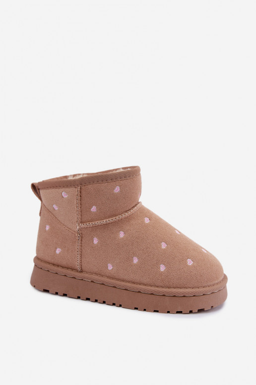 Botas de nieve para niños con corazones en color arena Gracina