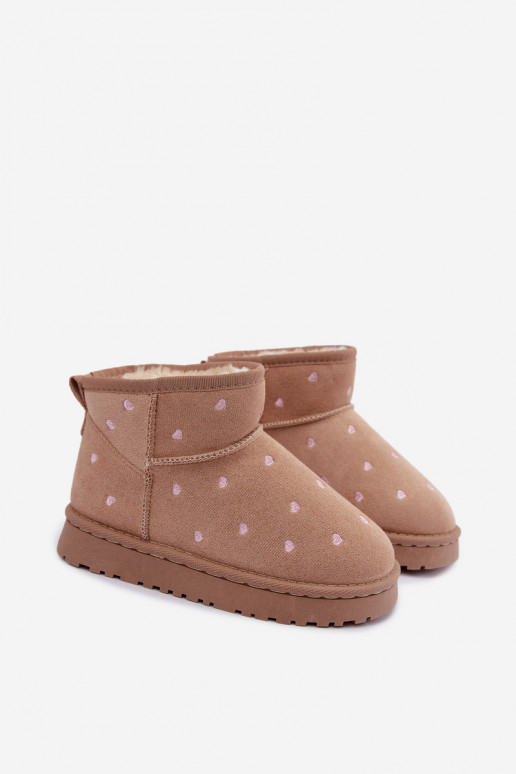 Botas de nieve para niños con corazones en color arena Gracina