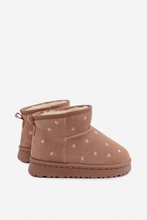 Botas de nieve para niños con corazones en color arena Gracina