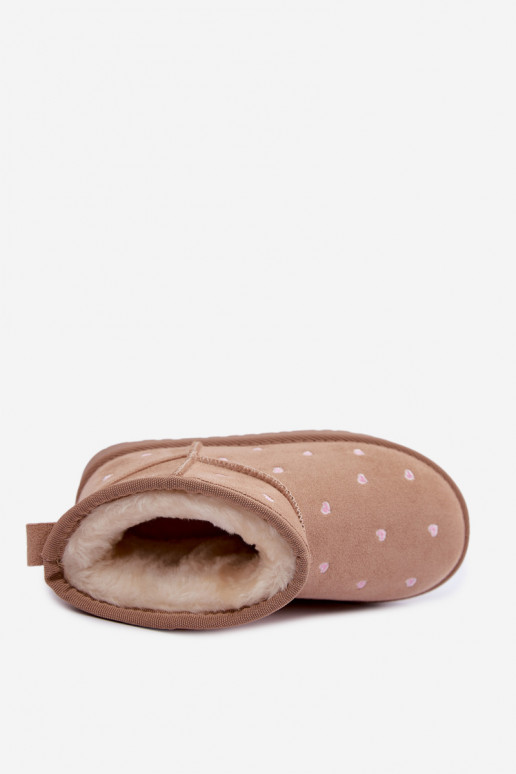 Botas de nieve para niños con corazones en color arena Gracina