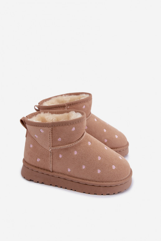 Botas de nieve para niños con corazones en color arena Gracina