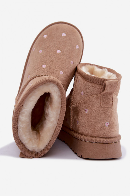 Botas de nieve para niños con corazones en color arena Gracina