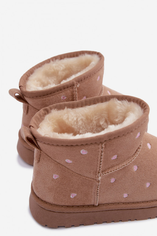 Botas de nieve para niños con corazones en color arena Gracina