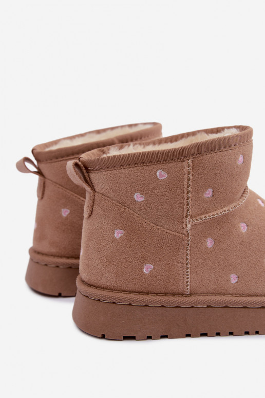 Botas de nieve para niños con corazones en color arena Gracina