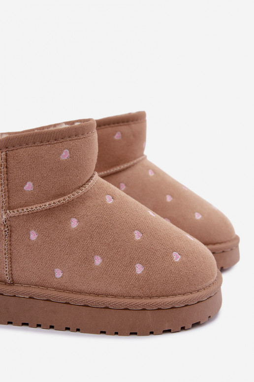 Botas de nieve para niños con corazones en color arena Gracina