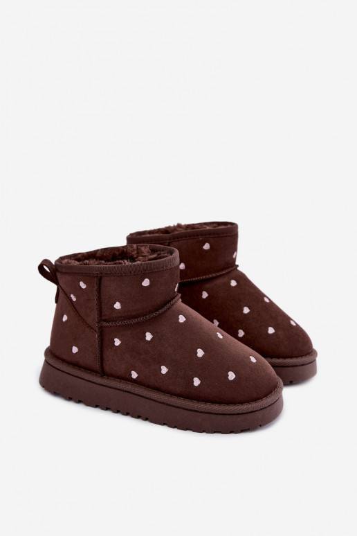 Botas de nieve para niños con corazones en color chocolate Gracina