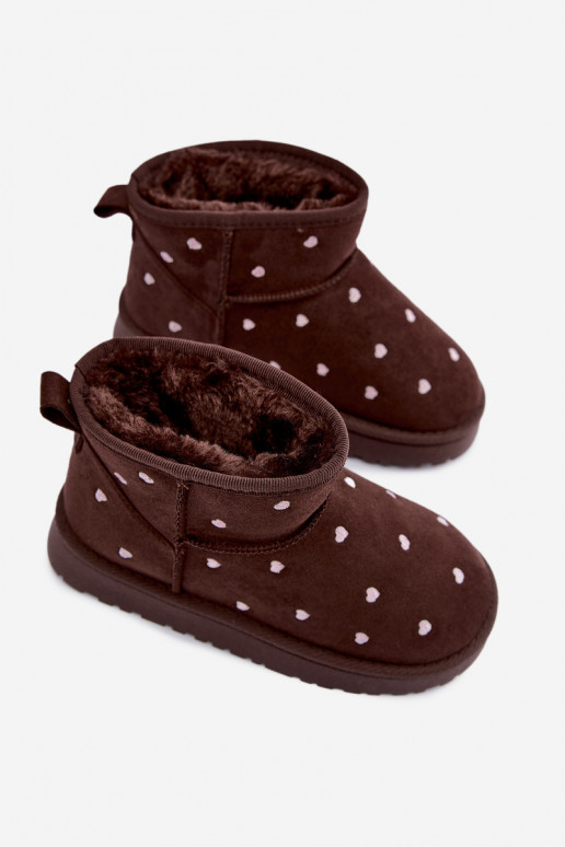Botas de nieve para niños con corazones en color chocolate Gracina