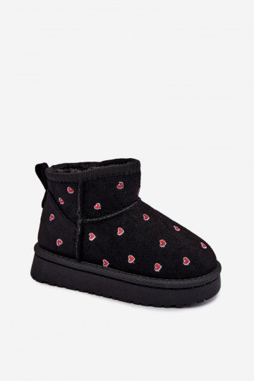 Botas de nieve para niños con corazones en negro Gracina
