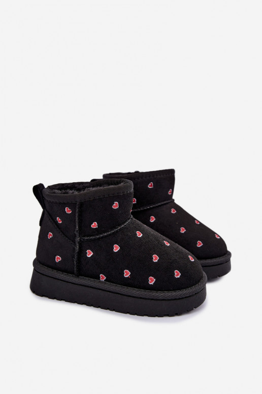 Botas de nieve para niños con corazones en negro Gracina