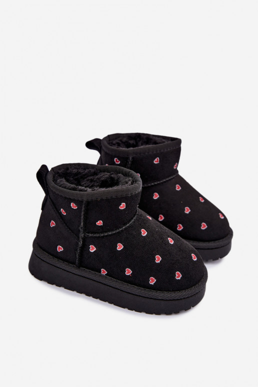 Botas de nieve para niños con corazones en negro Gracina