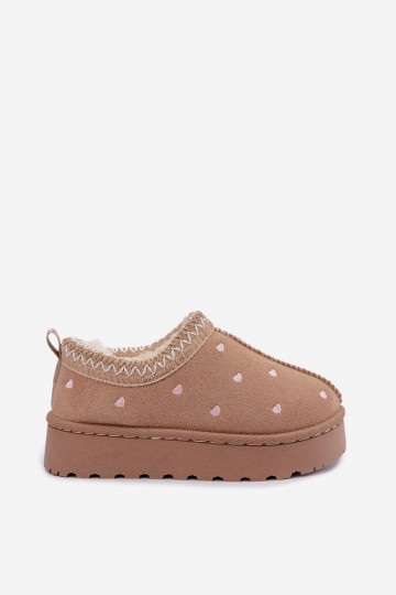 Botas de nieve para niños con corazones, forradas de piel, color arena Palina 2