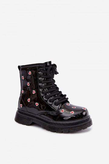 Botines para niños con efecto charol, forrados, con corazones Selmora