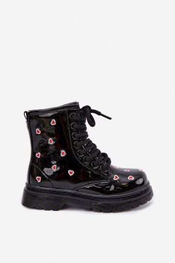 Botines para niños con efecto charol, forrados, con corazones Selmora 2