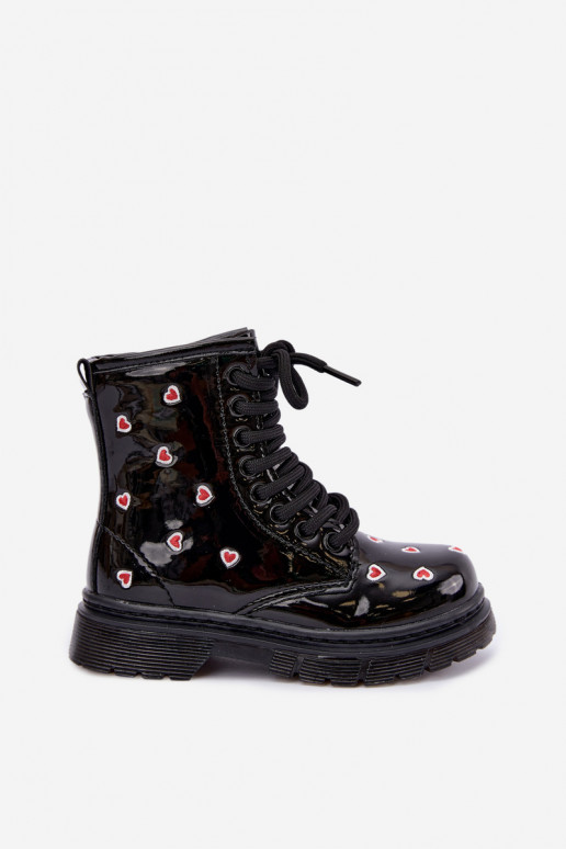 Botines para niños con efecto charol, forrados, con corazones Selmora